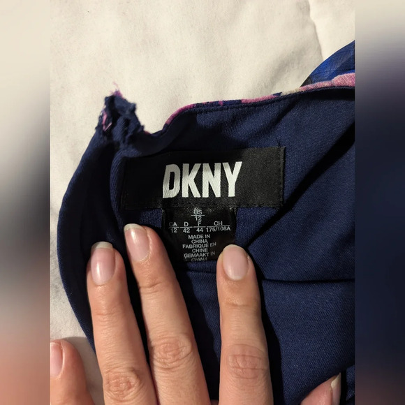 DKNY Women's Floral Print Goddet-Trim Midi Dress Size 12 - Picture 8 of 13